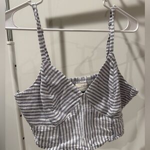 Universal Thread Blue and White Striped Crop Top